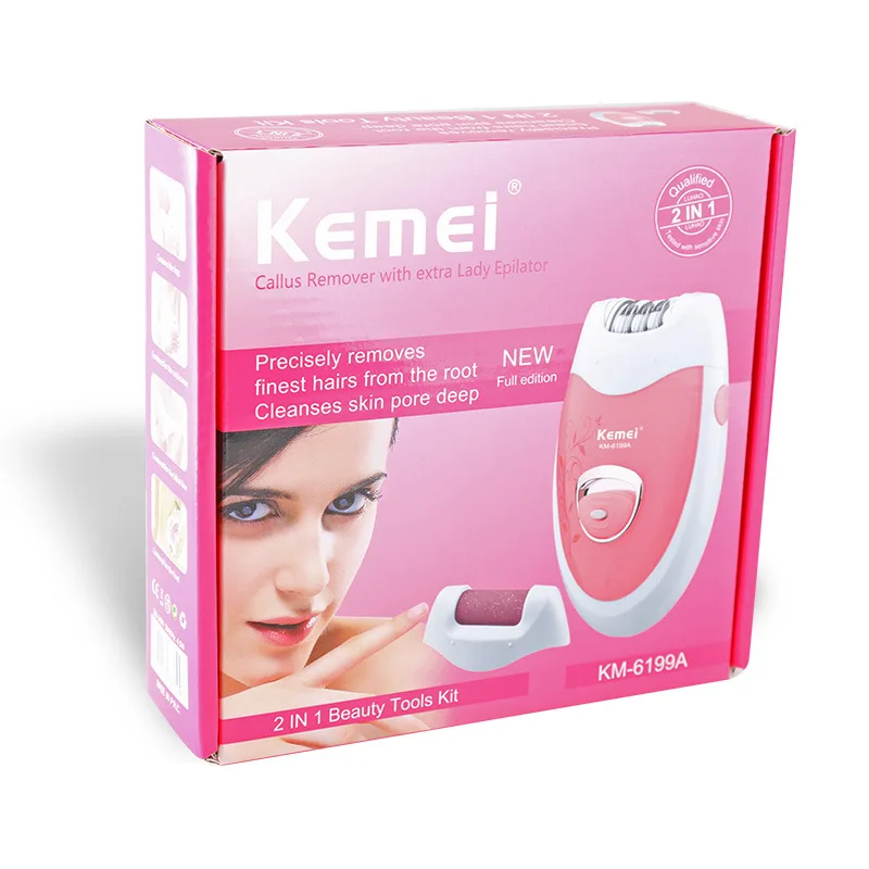 Kemei Lady электрический эпилятор 2 в 1 зажимное колесо розовый для женщин удаление