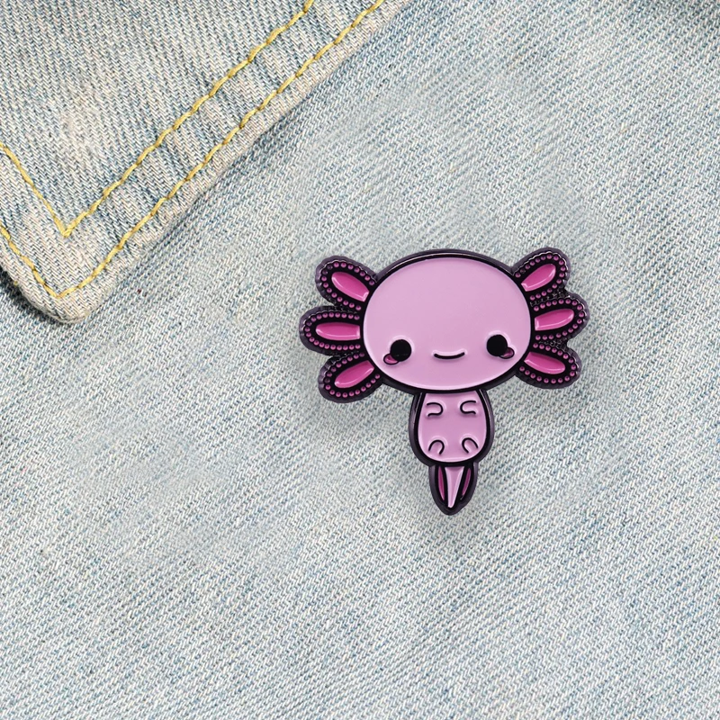 Симпатичная розовая брошь Саламандра с эмблемой мультяшного животного эльфа