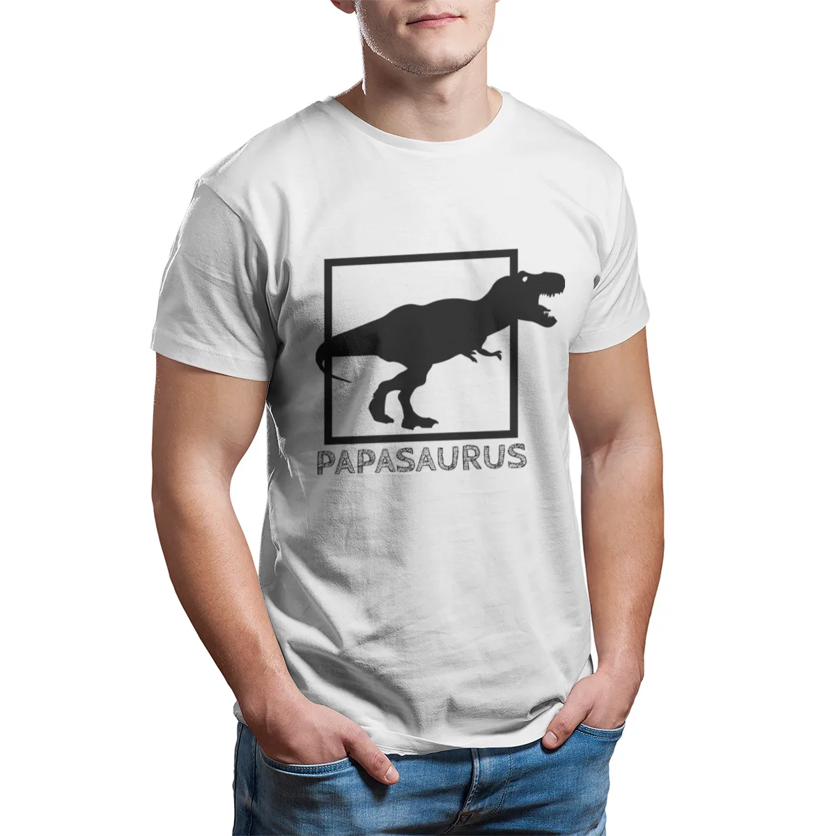 

PAPASAURUS white Essentials Funny Couples Girl male Tees 139262