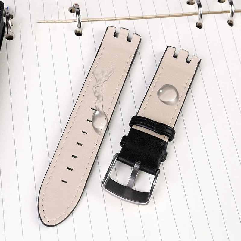 Leather Double notched wristband for swatch Leather watchband yts401402409713ytb400 watch strap 20mm men's men's watch chain