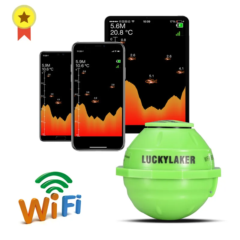 Lucky FF916 Sonar Беспроводной Wi-Fi рыболокатор 50 м/130 футов эхолот детектор искатель Рыбалка для озера море Рыбалка IOS и Android