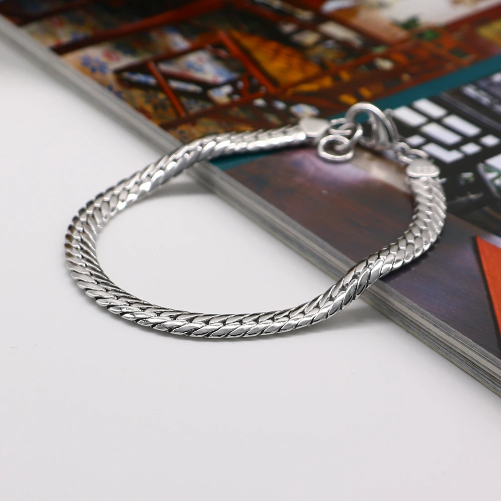 Модные мужские серебряные ювелирные изделия 925 стерлингового серебра браслет