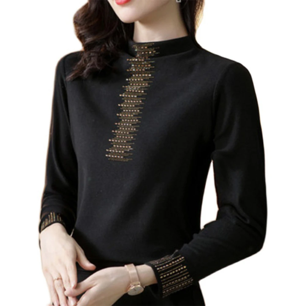 

Womens Long Sleeve Base Shirt Autumn Printed Crew Neck Blouse Basic Top Casual Loose Holiday All-match Pullover Fashion Clothes