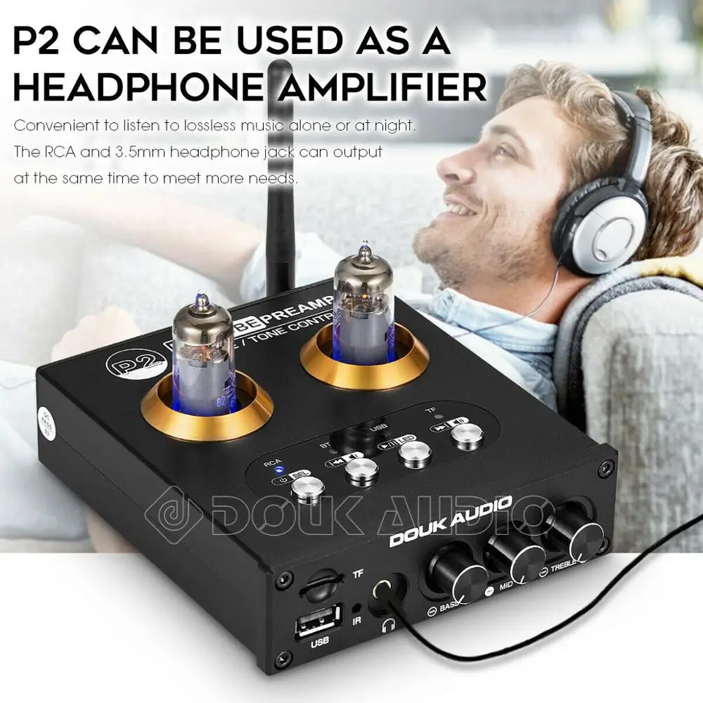Douk Audio P2 HiFi вакуумный трубчатый предусилитель Bluetooth 5 0 приемник стерео усилитель