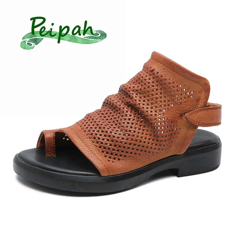 PEIPAH/брендовые сандалии гладиаторы ручной работы Женская обувь из натуральной
