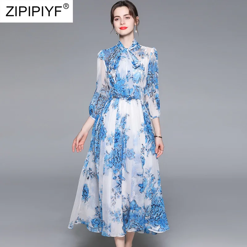 

Женское пляжное платье миди, ТРАПЕЦИЕВИДНОЕ ПЛАТЬЕ с цветочным принтом, осеннее платье на завязках, с широкими крестьянскими рукавами, женс...