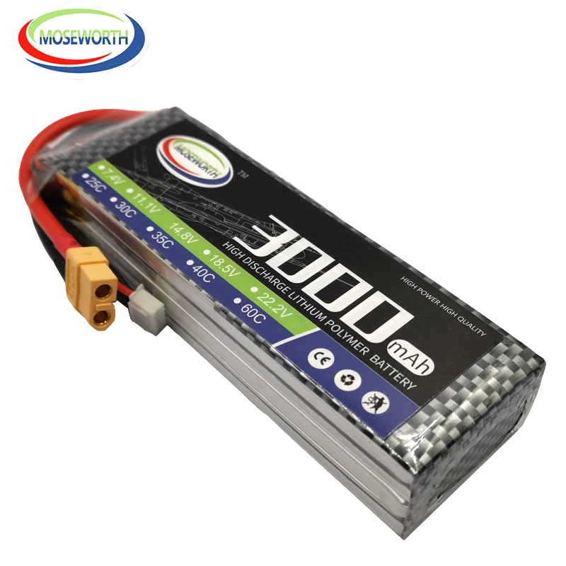 4S 14 8 V 3000mAh 60C 120C RC LiPo Аккумулятор для радиоуправляемого квадрокоптера вертолета