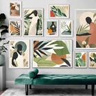 Картина на холсте, винтажные абстрактные постеры и принты с изображением листьев растений, девушек, настенные картины в скандинавском стиле для гостиной, домашний декор