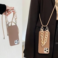 luxury crossbody necklace lanyard chain case for huawei p50 p20 p30 pro p40 lite e plus mate 40 10 20 30 marble soft cover