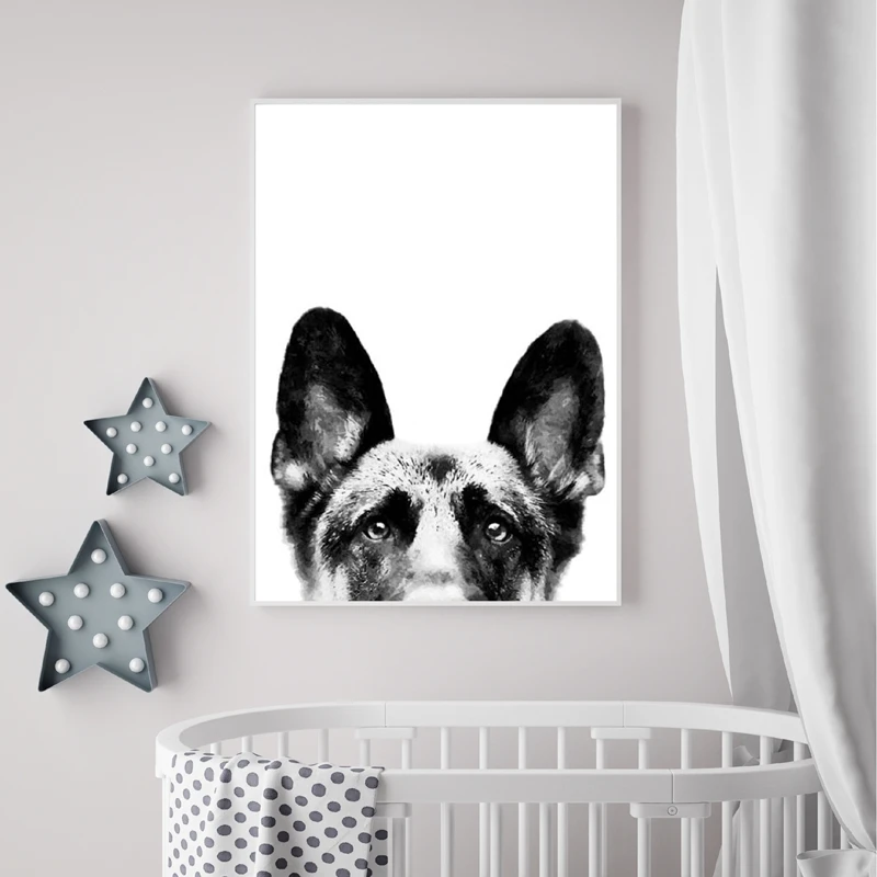 Картина на холсте в виде немецкой овчарки Постер Настенный декор для детской