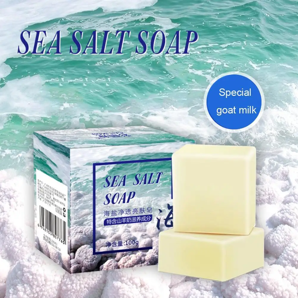 

Sea Salt Soap Whitening Moisturizing Soap Natural Milk Remove Pimple Deep Cleansing Pores Removal Of Mites Foaming Net Face Care