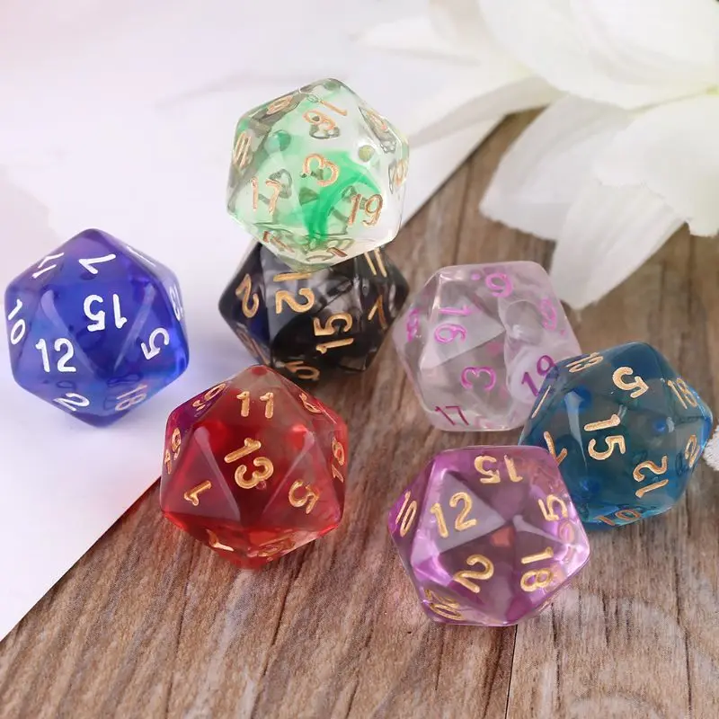 7 шт. D20 многогранные 20 сторонние циферблаты для костей Настольная доска ролевая