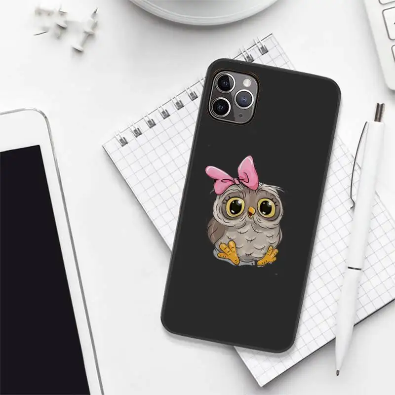

Cute owl cartoon funny Phone Case Candy Color for iPhone 6 7 8 11 12 s mini pro X XS XR MAX Plus