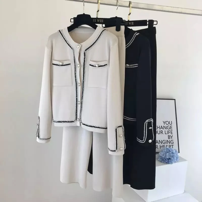 

Женский кардиган на пуговицах с круглым вырезом, свитер, топ, костюм, свободные Капри, брюки с широкими штанинами, спортивный костюм, корейск...