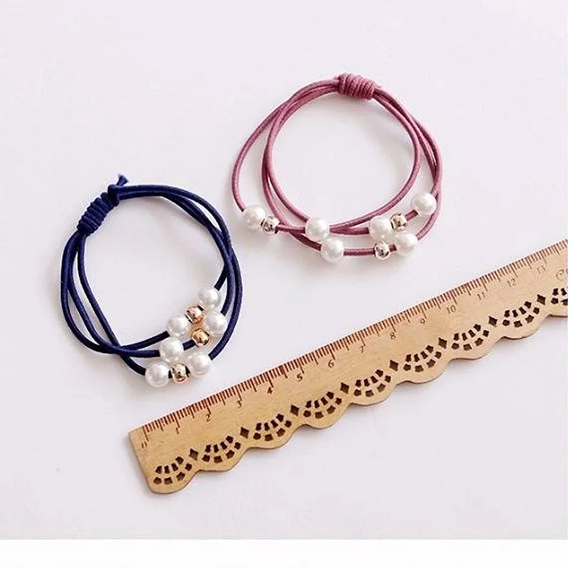 

2/4pcs Women Hair Accessories Pearls Headbands Ponytail Holder Girls Scrunchies Tie Gum Elastic Hair Bands Rubber Rope Headdress