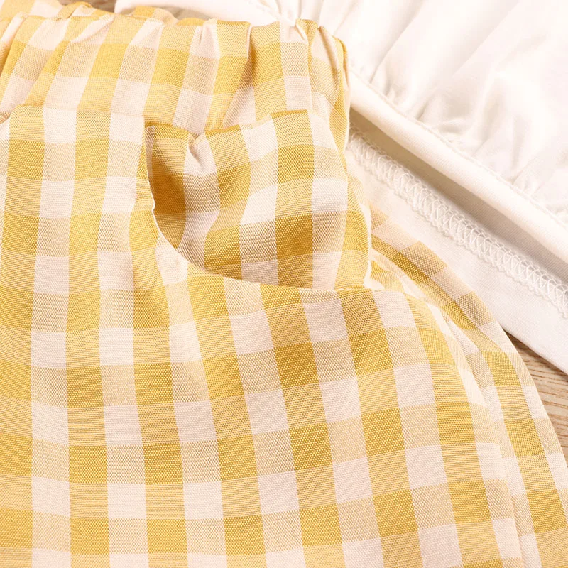 Модный летний комплект одежды для девочек белая рубашка с рукавами летучая мышь