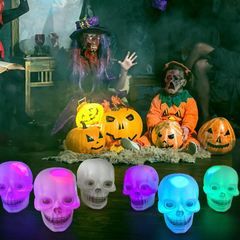 Новое поступление Светодиодные Красочные стетящиеся волосы череп Форма ночной