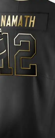 

BALIWEISA Joe Namath Black Golden Jerseys T-shirt