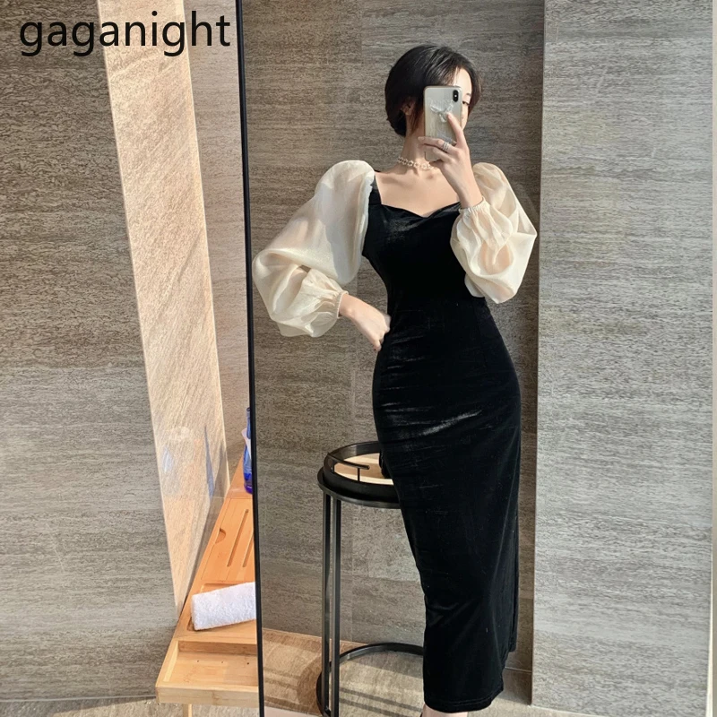 Женское платье макси с длинным рукавом в стиле пэчворк | Женская одежда