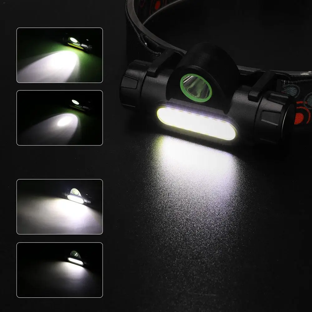 

COB LED Head Light USB Rechargeable Stepless Dimming Flashlight Waterproof Torch Outdoors Camping Hiking Night Fishing