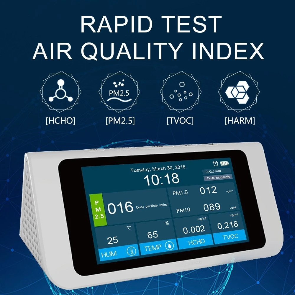Детектор формальдегида PM2.5 TVOC HCHO термометр гигрометр AQI ЖК дисплей детектор