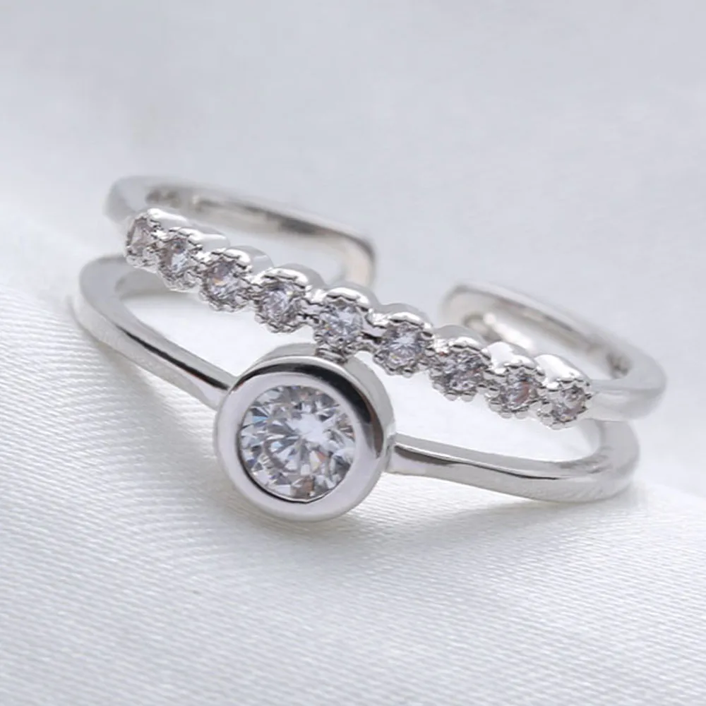 Женское регулируемое кольцо с австрийским кристаллом|Обручальные кольца| |