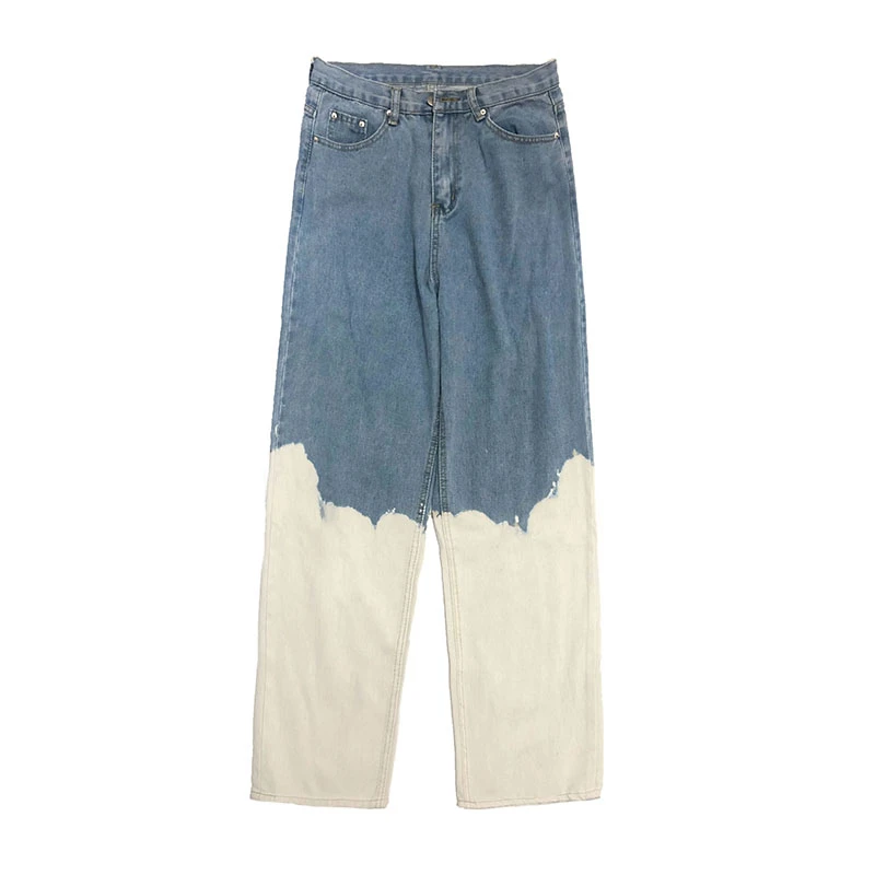 

Women Wash Splice Casual Straight Jeans Trousers Korea Japan Style Vintage Fashion Streetwear Hip Hop Denim Pant women