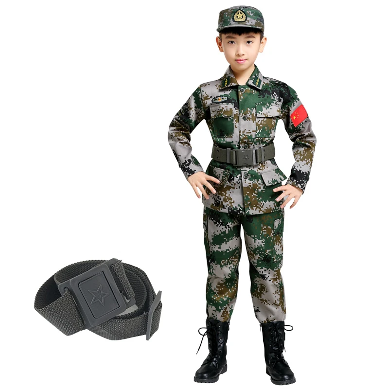 

100-180cm Kids Military Combat Training Costumes Children Stage Performance Clothing Boys Army Camouflage Suit for Kids