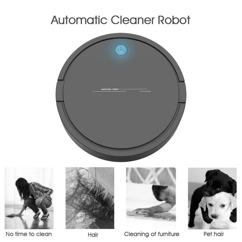 Creative Automatic Sweeping Robot Vacuum Cleaner USB Charging Cordless Robots Black | Бытовая техника