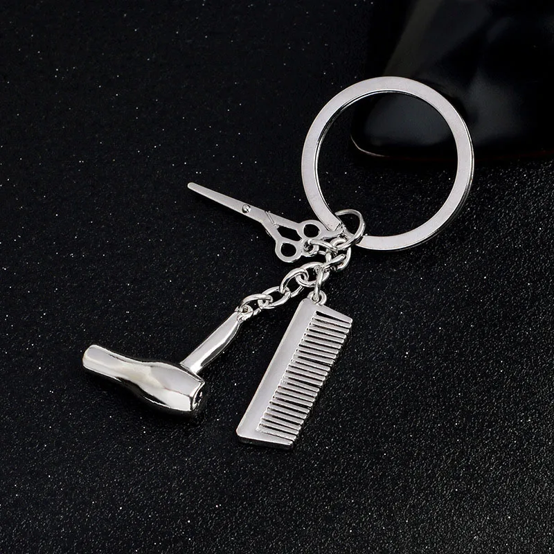 Thliveou Scissors Keychain Cute 30mm key Ring for Women Comb Hairdryer Key Chain Holder Chaveiro llaveros Drop Shipping | Украшения и