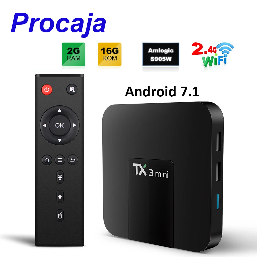 ТВ-приставка Procaja TX3Mini Android 7 1 2 Гб ОЗУ 16 ПЗУ 4K TV S905W четырехъядерный процессор H.265