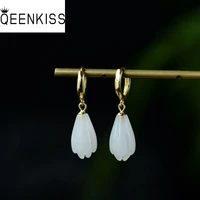 qeenkiss eg5111 fine jewelry wholesale fashion woman girl bride mother birthday wedding gift orchid jade 24kt gold drop earrings