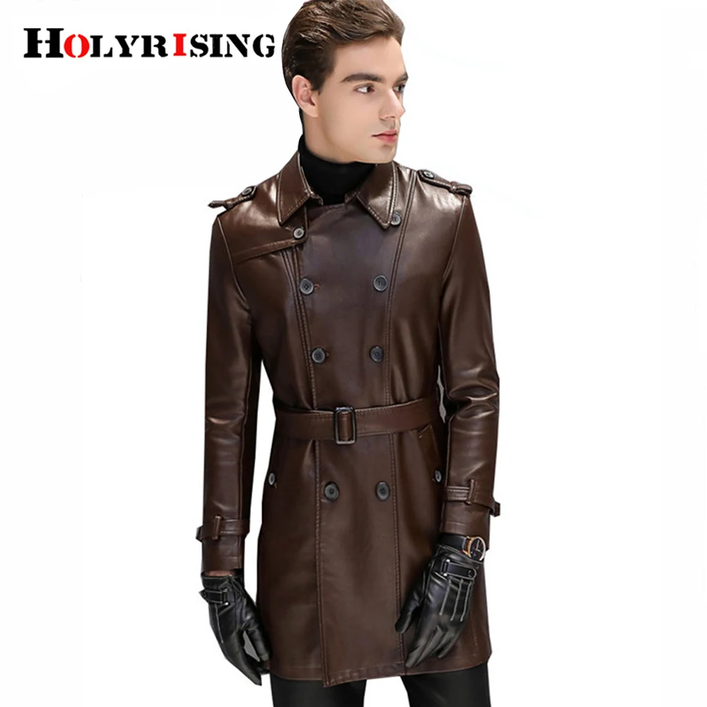 

5XL Men leather jacket men PU leather suit cultivate one's morality leisure coat lapel jacket male Double breasted trench coat
