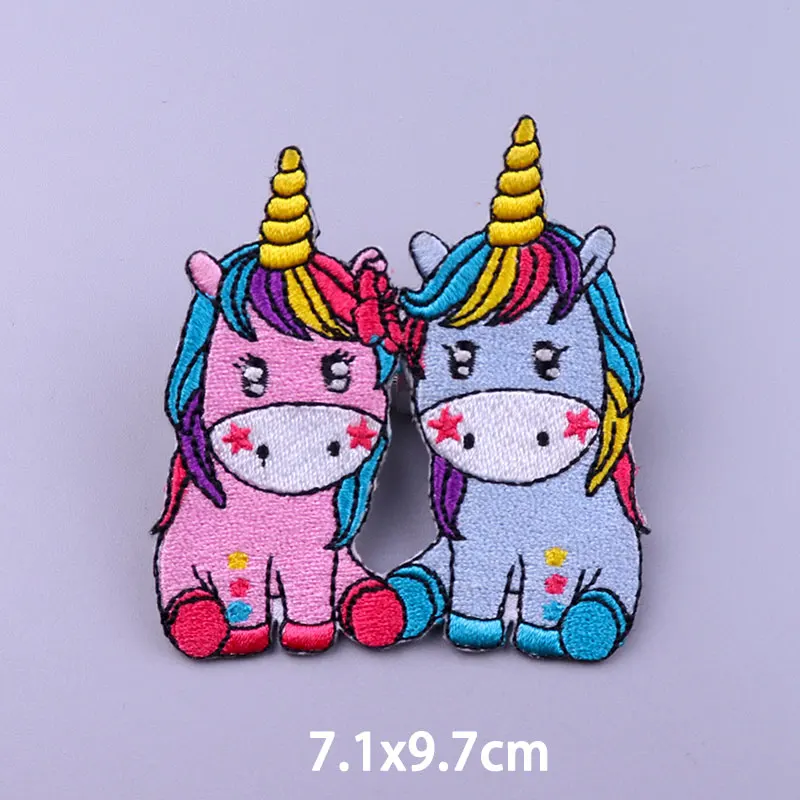 

Cartoon Cute Unicorn Stripes Embroideried Patches For Clothing DIY Iron On Patches On Clothes Piano Coffee Cat Dog Sushi Badges