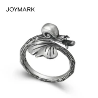 ginkgo leaf and snail opening adjustable s990 silver ring for women retro thai silver finger ring sterling silver jewelry tsr129
