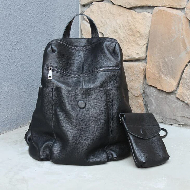 

Women Genuine Leather Backpack HOT SALE Anti Theft Backpack Big Design Backpacks Women High Quality Travel Backpack with Purse