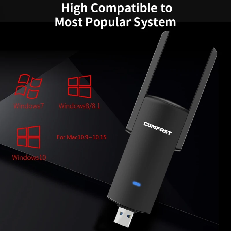 

Comfast 924AC USB3.0 1300Mbps Dual Band Dual Antenna Wireless Wifi Adapter Network- Card PC Wifi Receiver