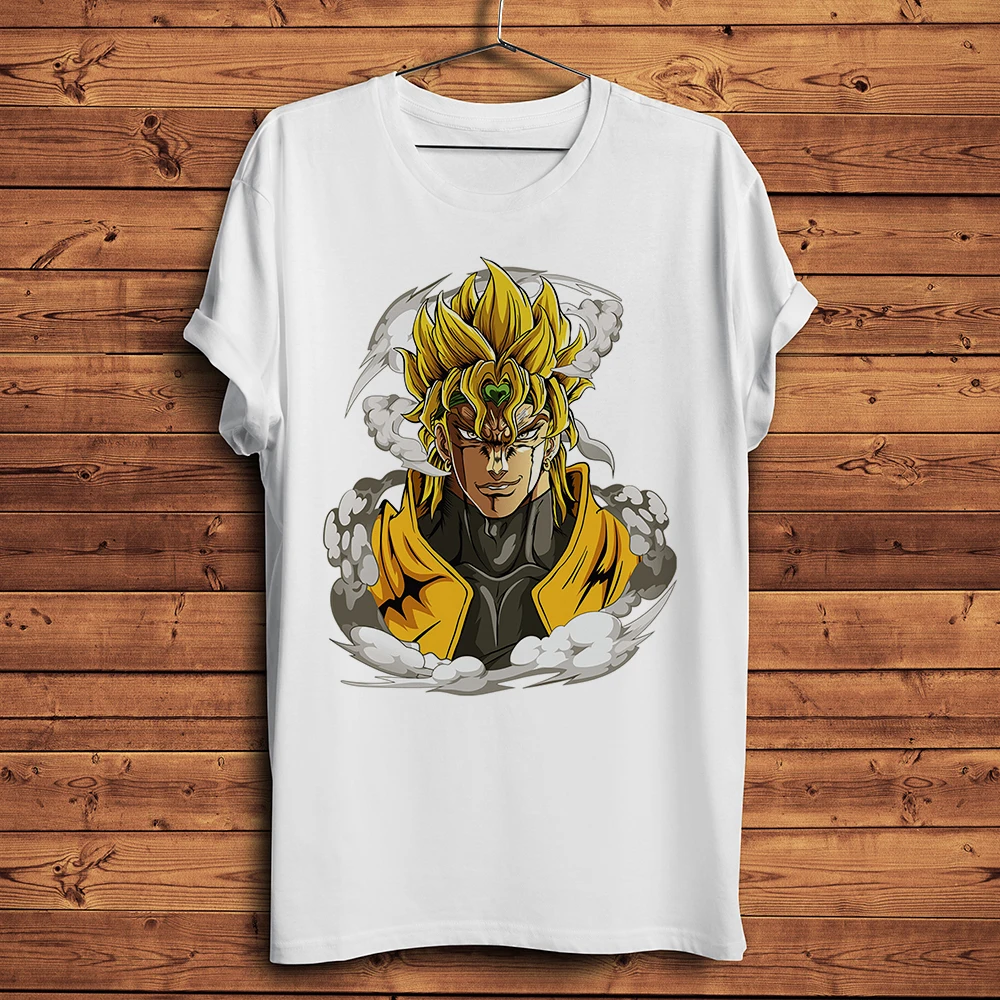 

JoJo Bizarre Adventure czarny charakter Dio Brando śmieszne koszulka anime mężczyźni lato nowy biały dorywczo krótki T Shirt Uni