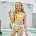 2022, комплект бикини для малышей, милое боди с принтом, пляжный купальный костюм для девочек-подростков, женский купальник, детский купальник на шнуровке