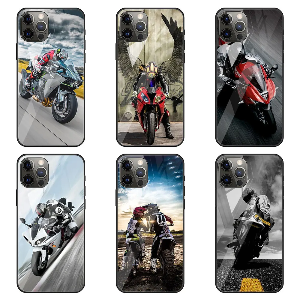 moto cross motorcycle sports glass call phone case for iphone 11 13 mini 12 pro max 7 8 plus x xr xs 6 6s se 2020 cover coque free global shipping