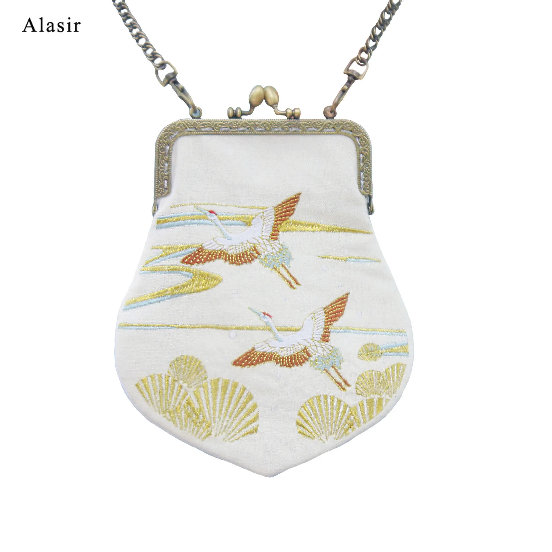 Сумка Alasir в китайском стиле с вышивкой журавликом женская сумочка на ремне через