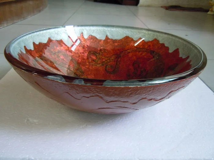 Красочная кухонная раковина из закаленного стекла с ручной росписью |