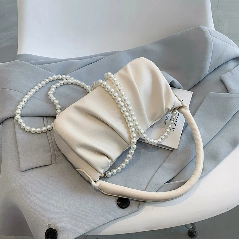 

Soft Leather Crossbody Messenger Bags For Women 2021 Simple Ladies Brand Trend Beading Chain Shoulder Handbags Purses Female Tot