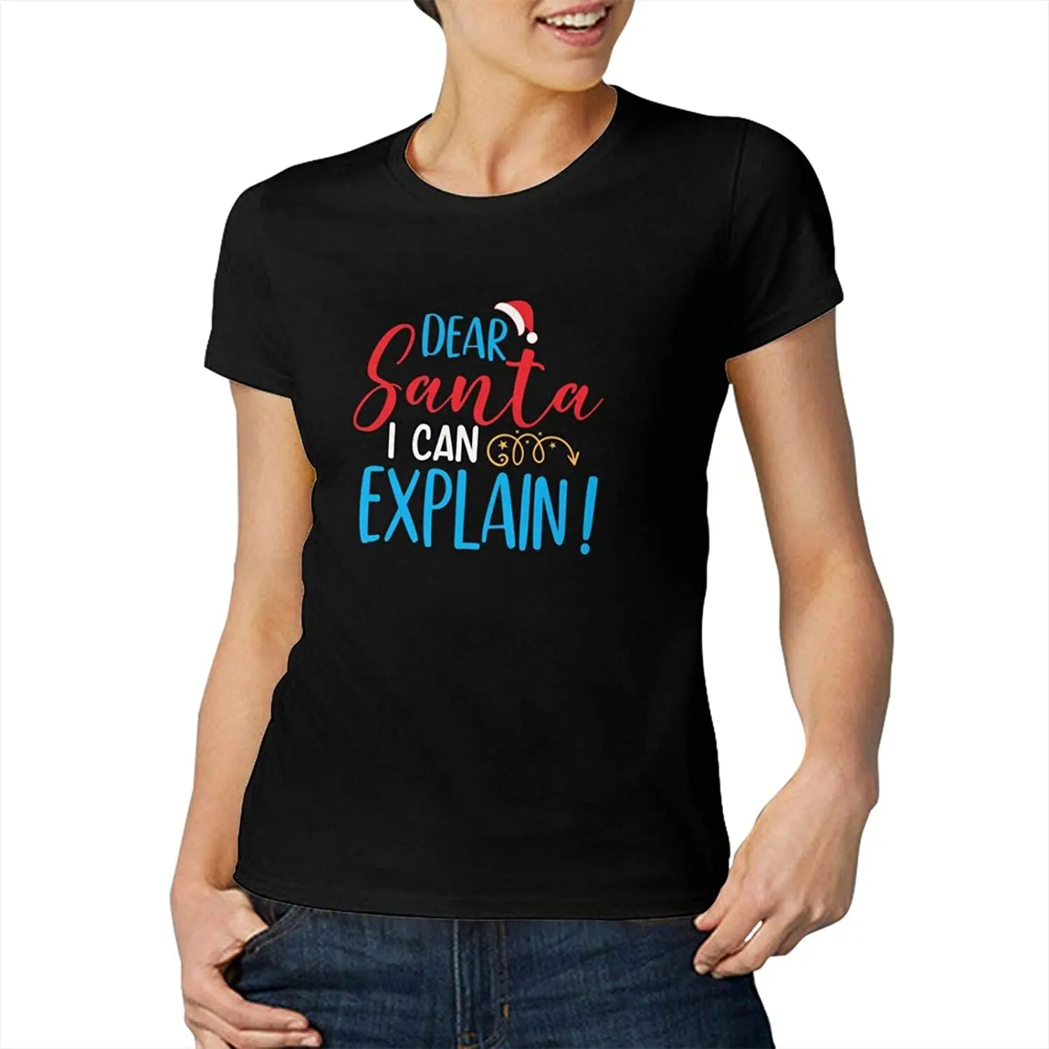 

Slim Fit New Christmas for Women's Round Neck T-Shirt Breathable All Cotton Short Sleeve T Shirt