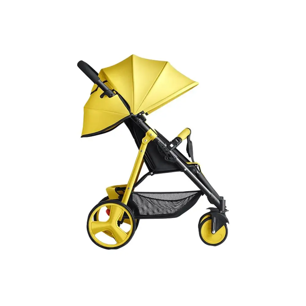 Yellow Kidlove Salady High-view складной противоударный четырехколесное светодиодное Детские коляски с корзина для ног размещая публикации корзина - Цвет: Yellow