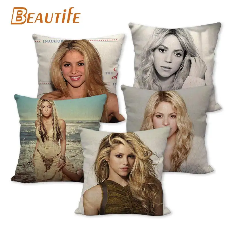 

Custom Shakira Nice Pillowcase Wedding Decorative Cotton Linen Pillow Case For Home Pillow Cover 45X45cm One Side