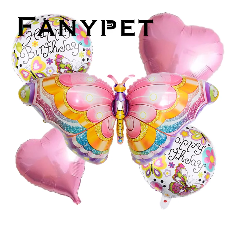 5 шт./лот красочными бабочками и бантиками воздушный шарик из фольги в форме 18