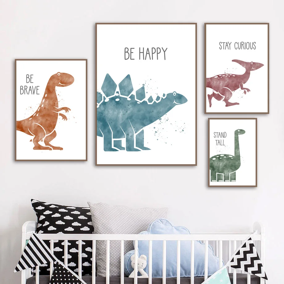 

Cartoon Dinosaur Wall Art Picture Triceratops Pterosaur Canvas Painting Nordic Posters and Prints Wall Pictures for Kids Room De