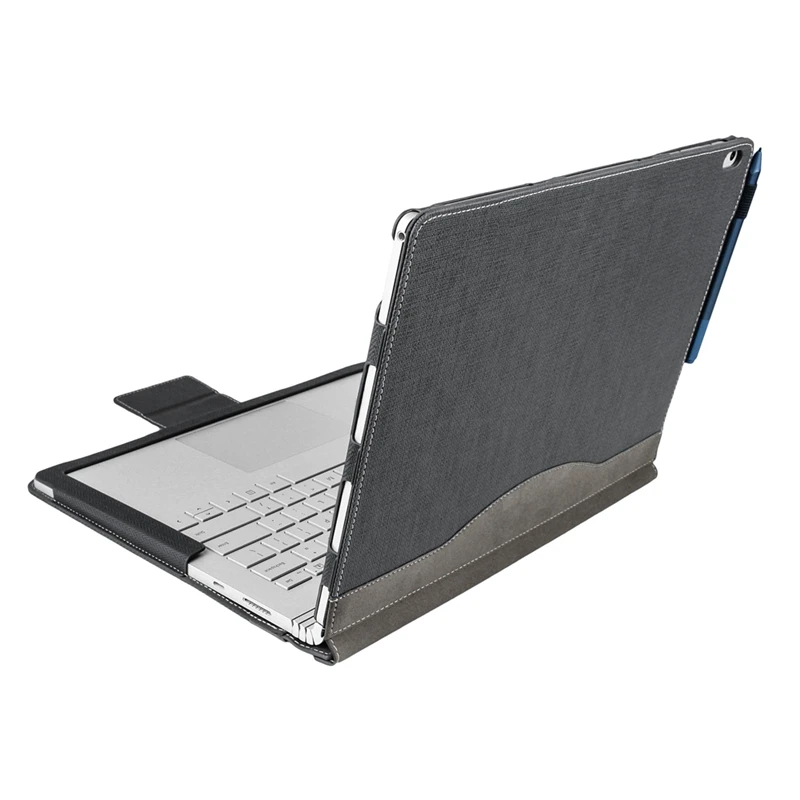 Новая обновленная версия чехол для ноутбука для microsoft Surface Book 2 13,5-дюймов-Премиум PU съемный флип-чехол-книжка - Цвет: Серый