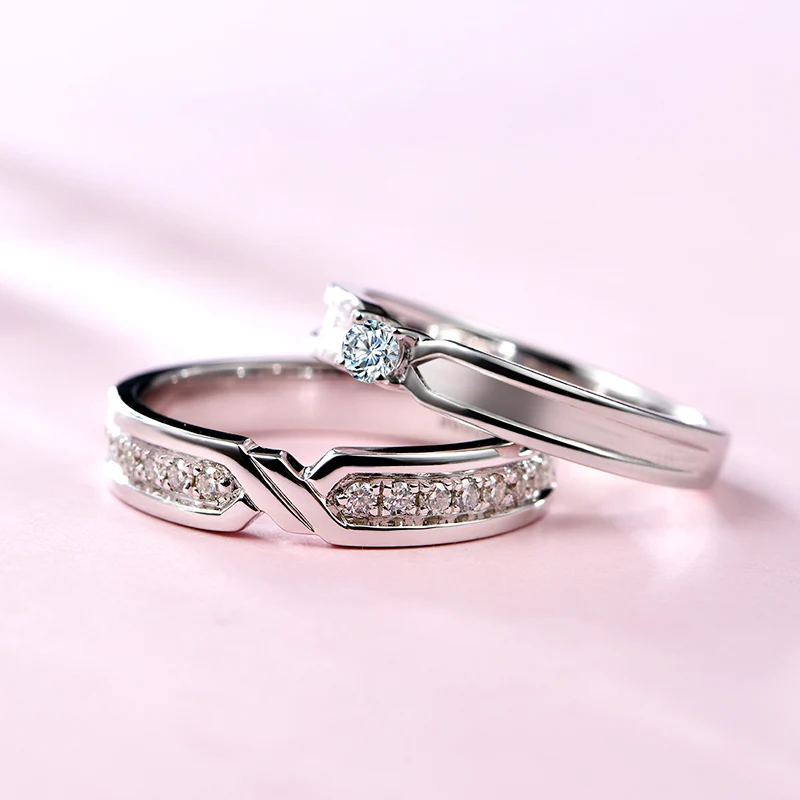 Женское и мужское кольцо из серебра 925 пробы с муассанитом